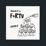 40th Birthday Hand Drawn Cocktail Napkins<br><div class="desc">Celebrate in style with these 40th birthday cocktail napkins from Zazzle,  featuring a chic black and white design with a modern scribble illustration of a champagne tower.</div>