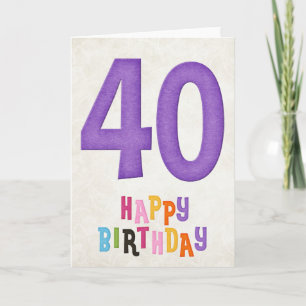 40th Birthday Happy Birthday Card Design 2