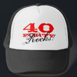 40th Birthday hat | Forty Rocks!<br><div class="desc">40th Birthday hat | Forty Rocks! Personalizable age number. Cool bday gift idea for mum,  dad,  uncle etc.</div>