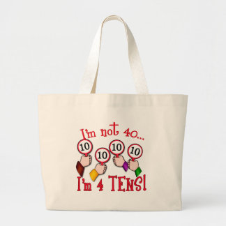 40th Birthday Humour T shirt Large Tote Bag