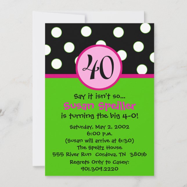 40th Birthday Invitation (Front)