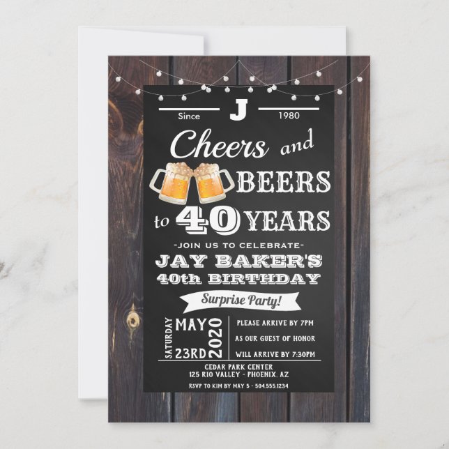 40th Birthday Invitation, 21st Birthday Invitation (Front)