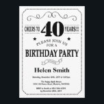 40th Birthday Invitation Black and White<br><div class="desc">40th Birthday Invitation Black and White Typography. Black and White Background. Adult Birthday. Male Men or Women Birthday. Kids Boy or Girl Lady Teen Teenage Bday Invite. 13th 15th 16th 18th 20th 21st 30th 40th 50th 60th 70th 80th 90th 100th. Any Age. For further customisation, please click the "Customise it"...</div>