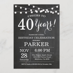 40th Birthday Invitation Chalkboard