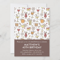 40th birthday invitation Cocktail Stylish Pattern