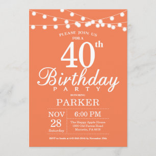 40th Birthday Invitation Coral