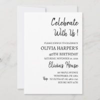 40th Birthday Invitation for Adults – Black & Whit