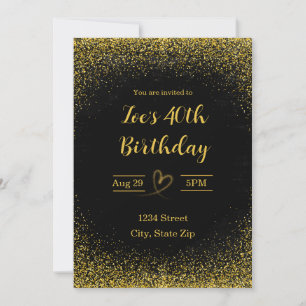  40th Birthday Invitation – Forty in Gold   Modern