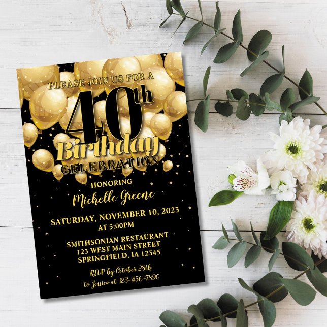 40th Birthday Invitation, Golden Birthday Invite (Creator Uploaded)