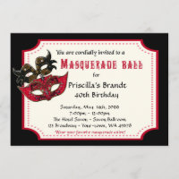 40th Birthday invitation masquerade,40th,masquerad
