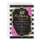 40th Birthday Invitation Pink Black White Stripes
