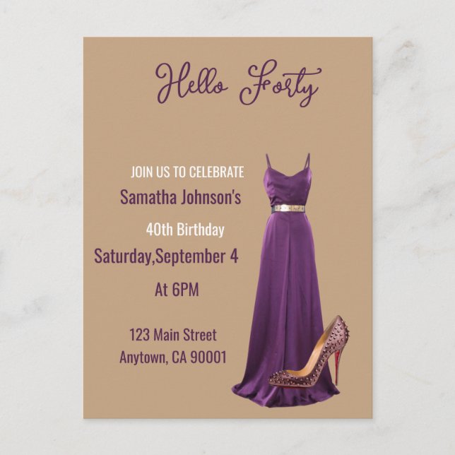 40th birthday invitation Postcard  (Front)