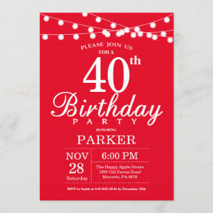 40th Birthday Invitation Red
