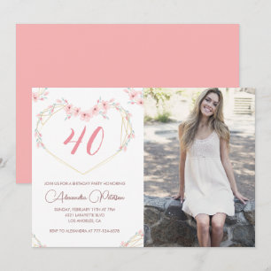 40th birthday invitations Boho Floral Photo