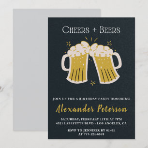 40th birthday invitations Cheers Beers Rustic Men