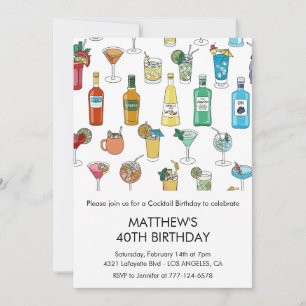40th birthday invitations Cocktail Contemporary