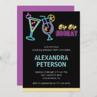 40th birthday invitations Cocktail Neon Glow