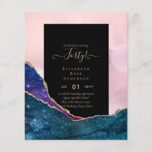 40th Birthday Invitations Glamour Girly Modern FUN Flyer
