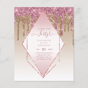 40th Birthday Invitations HER Girly Glamour Glitte Flyer