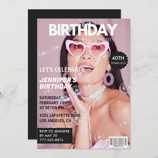 40th birthday invitations Magazine Cover (Front/Back)