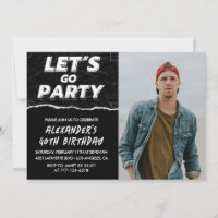 40th birthday invitations Men Black Photo
