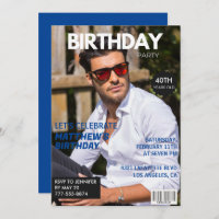 40th birthday invitations Men Him Magazine Cover