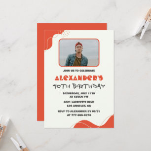 40th birthday invitations Men Red Simple Photo