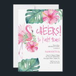 40th Birthday Invites Watercolor Pink Flamingo<br><div class="desc">Celebrate in tropical style with this 40th birthday invite, perfect for fun and festive party ideas for a 40th! Designed with a hand-painted pink flamingo and lush tropical palm leaves, this birthday party invitation template sets the stage for a vibrant celebration. The playful phrase “Cheers to Forty Years” makes it...</div>