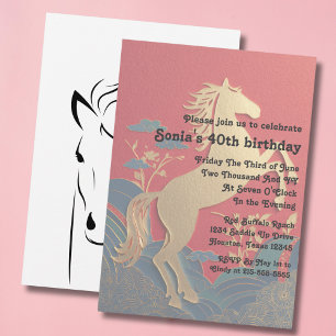 40th Birthday Japanese and Western Horse Invitation
