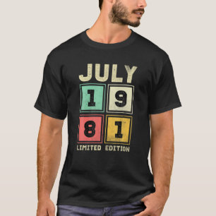 40Th Birthday July Vintage 1981 40 Years T-Shirt