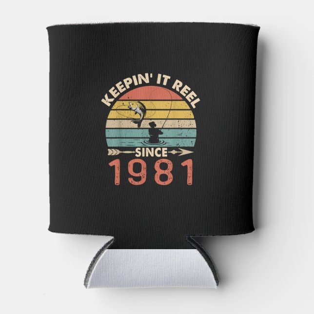 40th Birthday - Keepin It Reel Since 1981 Fishing Can Cooler (Front)