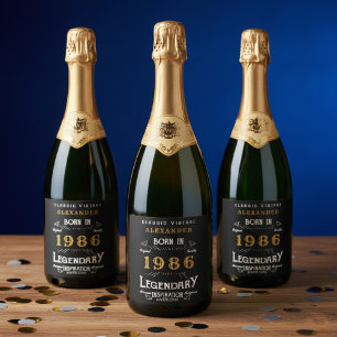 40th Birthday Legend Add Your Name 1986 Vintage Sparkling Wine Label
