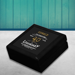 40th Birthday Legendary Black Gold Retro Gift Box
