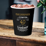 40th Birthday Legendary Black Gold Retro Paper Cups<br><div class="desc">For those celebrating their 40th birthday we have the ideal birthday party cups with a vintage feel. The black background with a white and gold vintage typography design design is simple and yet elegant with a retro feel. Easily customise the text of this birthday plate using the template provided. Part...</div>