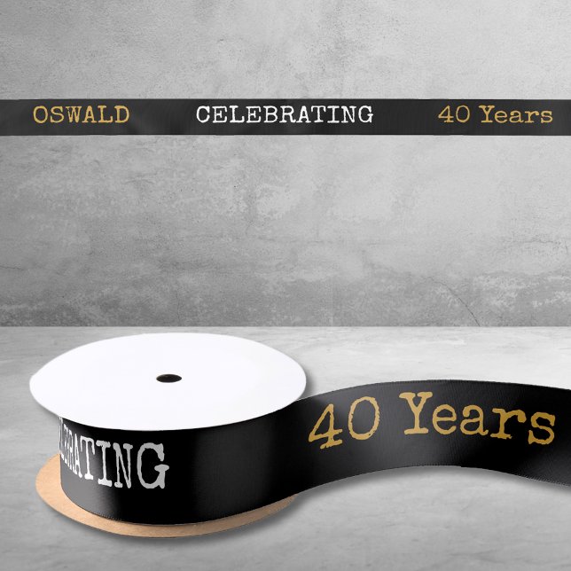 40th Birthday Legendary Black Gold Retro Satin Ribbon (40th Birthday Legendary Black Gold Retro Satin Ribbon
)