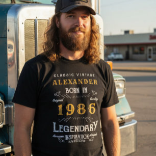 40th Birthday Legendary Since 1986 Black T-Shirt