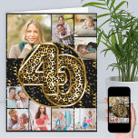 40th Birthday Leopard Print Gold Balloons Photo Card<br><div class="desc">Personalised 40th birthday card with 9 custom photos and trendy leopard print foil balloons in black and gold. The template is ready for you to upload 9 of your favourite photos which are displayed in a photo collage in square and portrait formats. Your pictures surround the animal print balloons, which...</div>