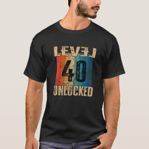 40th Birthday Level Unlocked Vintage Retro T-Shirt