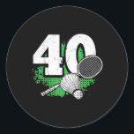 40th Birthday Men Badminton Player Badminton 40 Ye Classic Round Sticker<br><div class="desc">40th Birthday Men Badminton Player Badminton 40 Years Old</div>