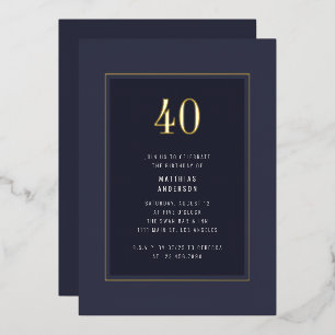 40th Birthday Minimal Elegant Dark Gold Frame