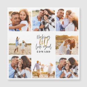 40th birthday modern black and gold photo collage