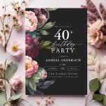 40th Birthday Modern Moody Burgundy Blush Floral Invitation<br><div class="desc">Celebrate your milestone with a modern moody 40th birthday invitation featuring rich burgundy and blush florals. This elegant design blends deep, dramatic tones with soft, romantic accents, perfect for setting a sophisticated yet inviting atmosphere. The striking floral arrangement adds a touch of luxury, while the contemporary layout keeps it stylish...</div>