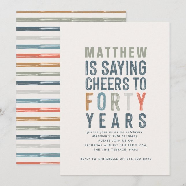 40th birthday modern rustic classy typography (Front/Back)