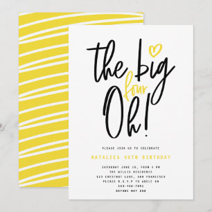40th birthday modern typography yellow minimal