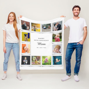 40th Birthday Mom Photo Collage Template White Fleece Blanket