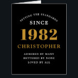 40th Birthday Name 1982 Black Gold Elegant Card<br><div class="desc">A personalised chic birthday card that is easy to customise for that special occasion.</div>