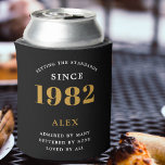 40th Birthday Name 1982 Black Gold Elegant Chic Can Cooler<br><div class="desc">A personalised elegant can cooler that is easy to customise for that special birthday party occasion.</div>