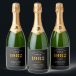 40th Birthday Name 1982 Black Gold Elegant Chic Sparkling Wine Label<br><div class="desc">A personalised elegant sparkling wine label that is easy to customise for that special occasion.</div>
