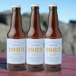 40th Birthday Name 1983 Blue Grey Elegant Chic<br><div class="desc">A personalised elegant beer label that is easy to customise for that special occasion.</div>
