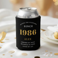 40th Birthday Name 1986 Black Gold Elegant Chic